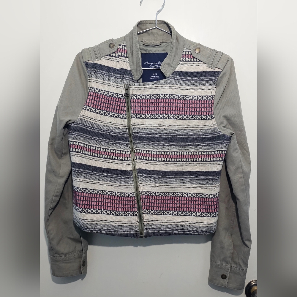 American Eagle Outfitters - Womens Cropped Jacket Asymmetrical Zip - Medium